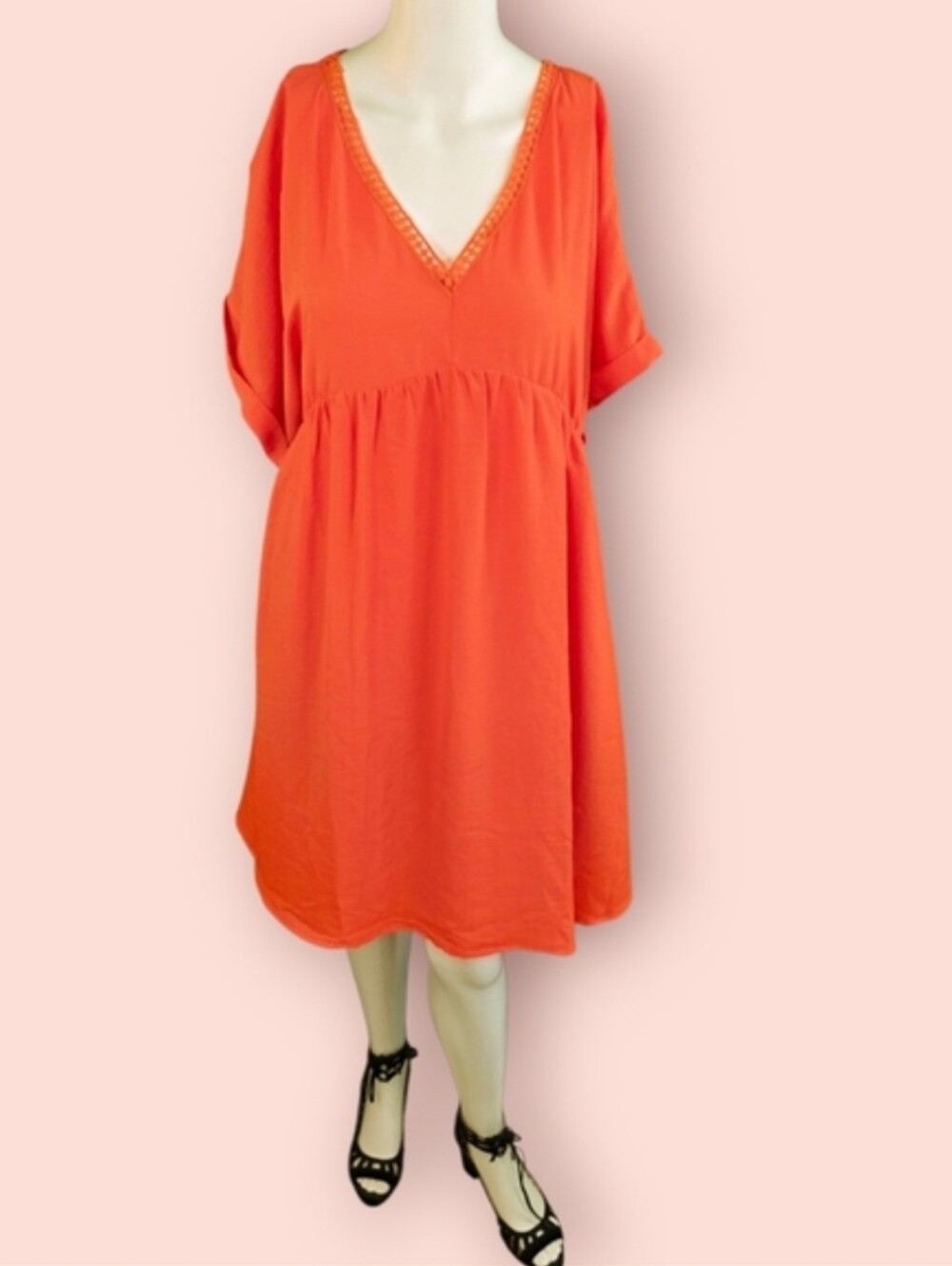 Davi & Dani Orange V Neck Mini-Dress NWT - Picture 5 of 14